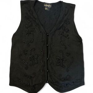 Vintage Requirements Beaded Floral Knit Vest M Y2K